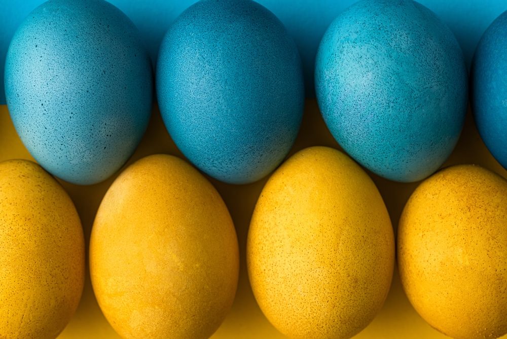 Easter,Eggs,In,Blue,And,Yellow,Colors,Of,The,Flag