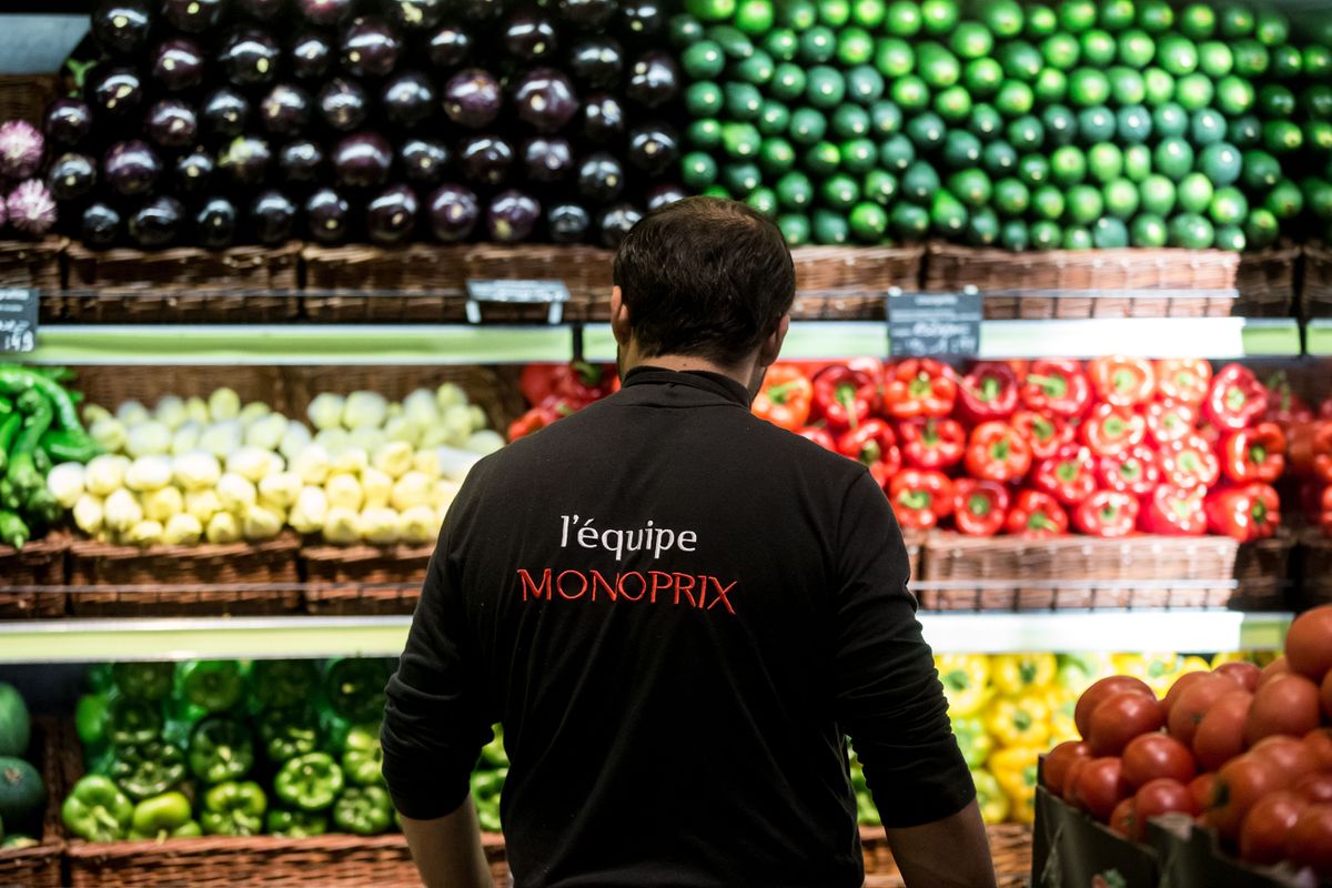 PARIS, FRANCE - OCTOBER 18: General view of stalls of fresh and organic vegetables during the inauguration of a new range of Bio signs by French President of Monoprix, Regis Schultz, at Monoprix Beaugrenelle on October 18, 2016 in Paris, France. 