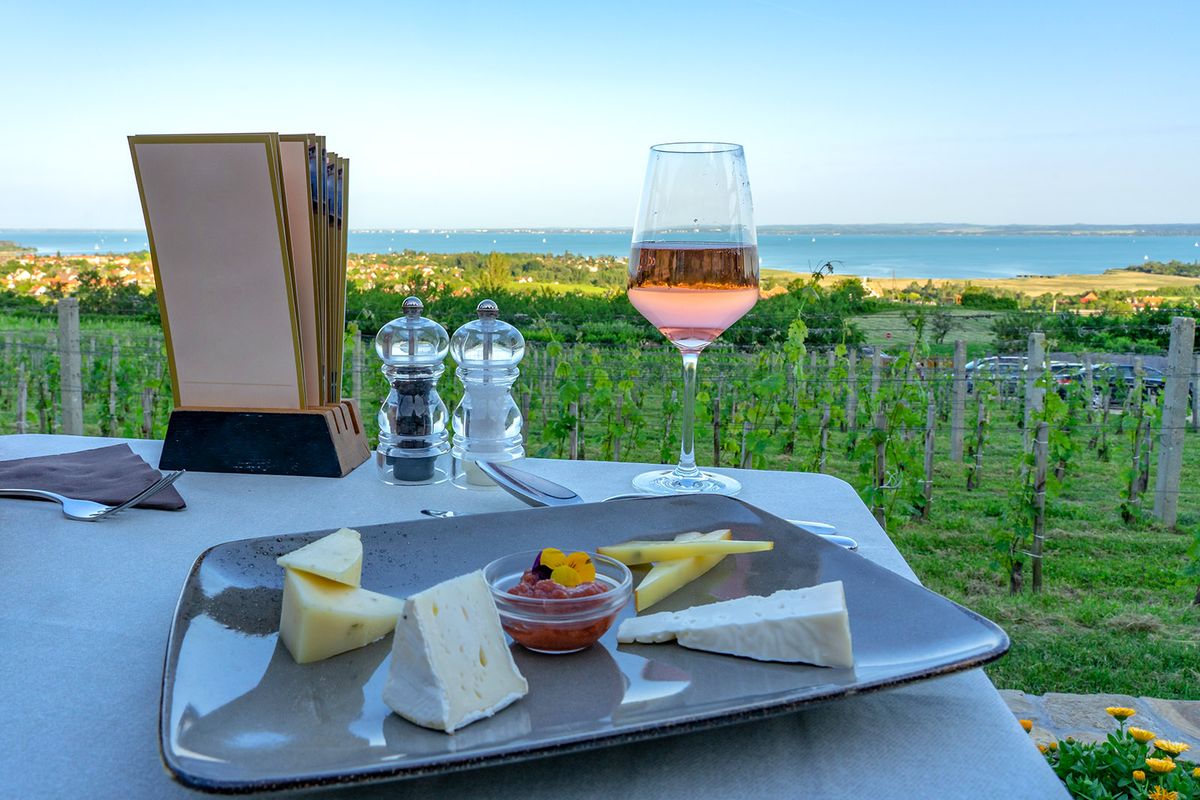 Wine,,Cheese,Table,Over,The,Lake,Balaton,On,The,Hill