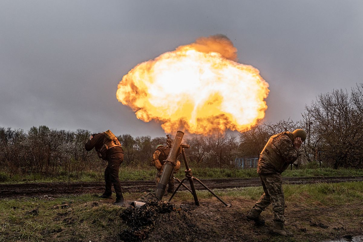 Ukrainian soldiers on the frontline in Ukrainian soldiers on the frontline in t