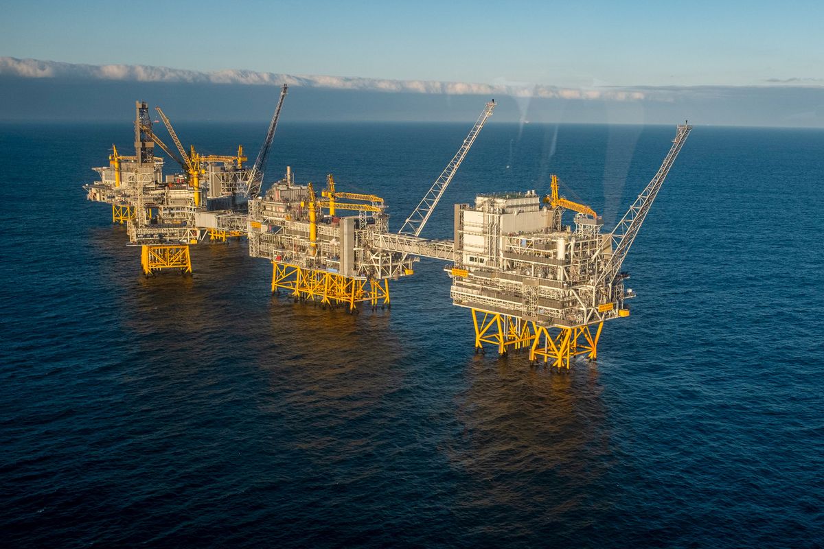 The Equinor ASA offshore oil drilling platform on Johan Sverdrup oil field in the North Sea off the coast of Norway, on Monday, Feb. 13, 2023. Equinor, Norways biggest oil and gas producer, said the second phase of its giant Johan Sverdrup field in the North Sea is now on stream. 
