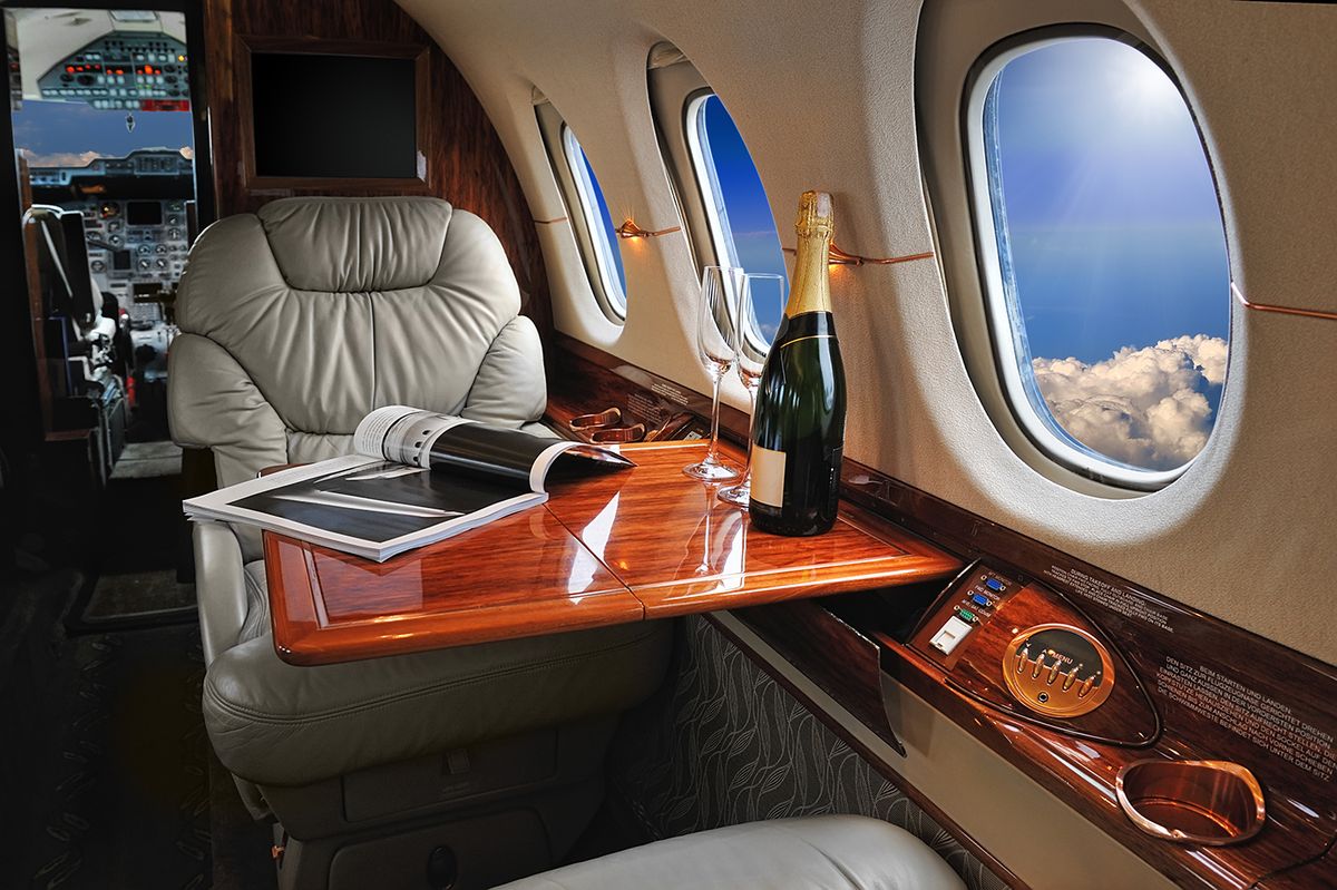 Luxury,Interior,In,The,Modern,Business,Jet,And,Sunlight,At