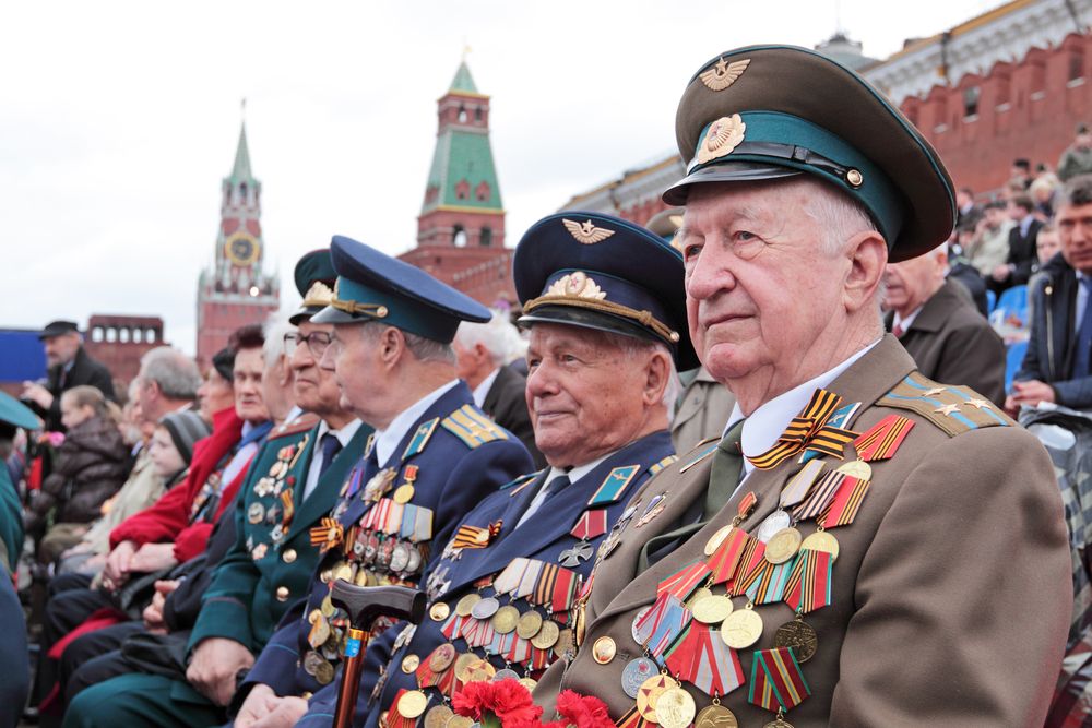 Moscow,-,May,09:,Veterans,Of,The,Wwii,Sit,On