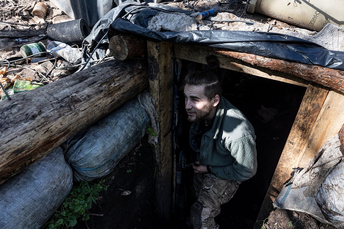 Ukrainian soldiers on the Bakhmut frontline in DonetskUkrainian soldiers on the Bakhmut frontline in Donetsk
DONETSK OBLAST, UKRAINE - MAY 3: Ukrainian soldier of the 80th brigade in front of his trench at Bakhmut direction as the Russia-Ukraine war continues in Donetsk, Ukraine on May 3, 2023. Diego Herrera Carcedo / Anadolu Agency (Photo by Diego Herrera Carcedo / ANADOLU AGENCY / Anadolu Agency via AFP)