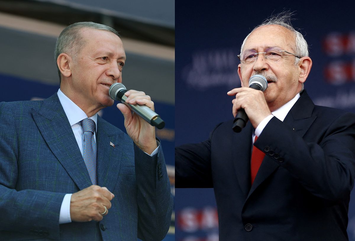 Turkish President Erdogan holds election rally in Kirklareli
KIRKLARELI, TURKIYE - MAY 08: Turkish President and Leader of the Justice and Development (AK) Party, Recep Tayyip Erdogan speaks during an election rally at Cumhuriyet Square in Kirklareli, Turkiye on May 08, 2023. Murat Kula / Anadolu Agency (Photo by Murat Kula / ANADOLU AGENCY / Anadolu Agency via AFP)