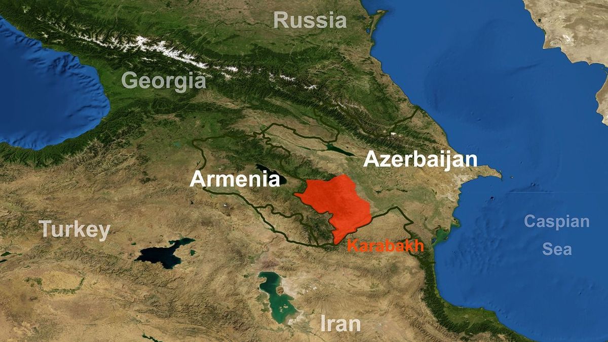 Armenia-azerbaijan,Conflict,In,Nagorno-karabakh,On,Geographic,Map.,War,In,Karabakh