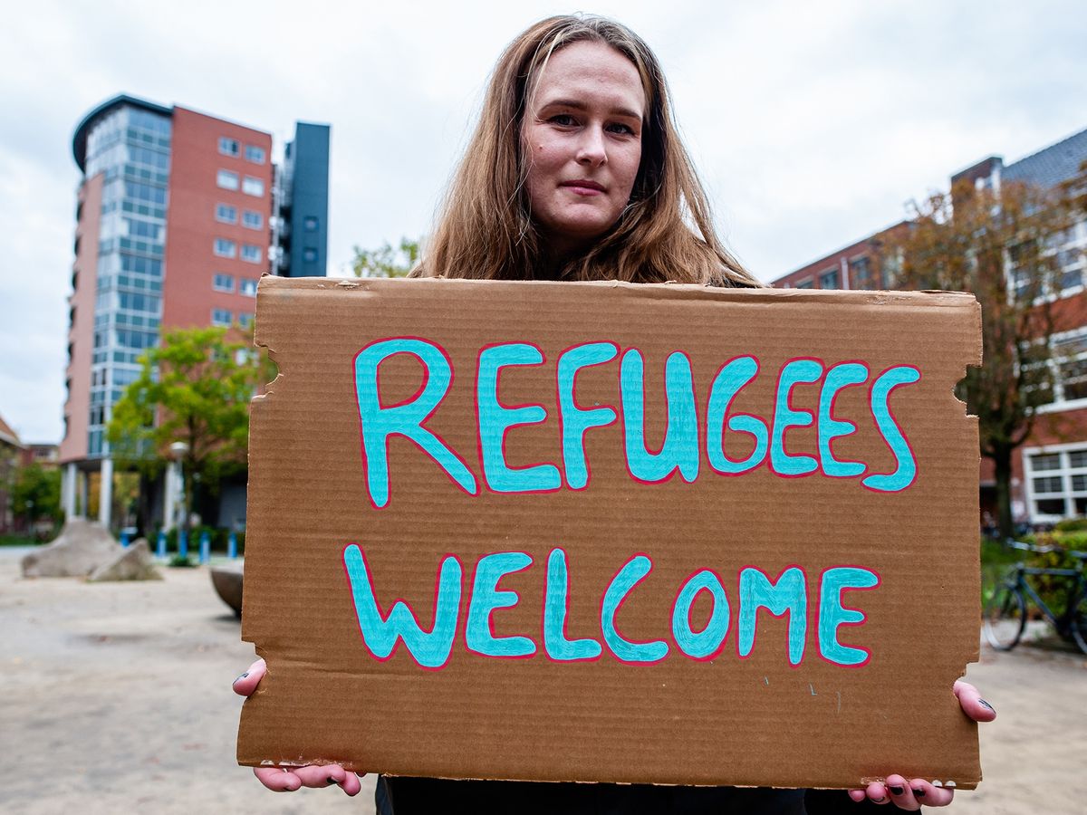 People From The Group 'We Are Here' Demonstrated To Demand Permanent Residency, In Amsterdam