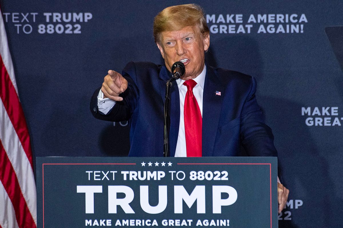 Ex-president Donald Trump appears at CNN town hall meeting
(FILES) In this file photo Former US President Donald Trump speaks during a Make America Great Again rally in Manchester, New Hampshire, on April 27, 2023. A combative Donald Trump made a rare live appearance on CNN on May 10, 2023, repeating his false claims about the 2020 election, hurling insults and mocking a former magazine columnist he was found liable of sexually abusing and defaming.Trump, during a one-hour "town hall" on the cable television network that he regularly denounced as "fake news" while in the White House, took questions on a broad range of subjects including the war in Ukraine, the debt limit, immigration and his multiple legal challenges. (Photo by Joseph Prezioso / AFP)