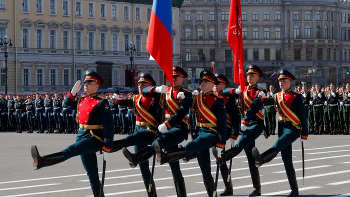 Victory Day in St. Petersburg
epa10616732 Russian military servicemen march during a military parade, marking the 78th anniversary of the Nazi's defeat, in St. Petersburg, Russia, 09 May 2023. Russia marks the 78th anniversary of the victory in World War II over Nazi Germany and its allies. The Soviet Union lost 27 million people in the war.  EPA/ANATOLY MALTSEV
