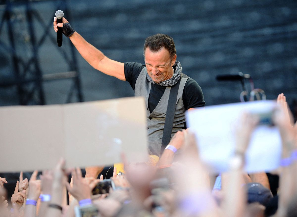 Bruce Springsteen concert - 'The River Tour'
US-American singer Bruce Springsteen performing during his 'The River Tour' at the Olympia stadium in Berlin, Germany, 19 June 2016. PHOTO: PAUL ZINKEN/dpa (Photo by Paul Zinken / DPA / dpa Picture-Alliance via AFP)