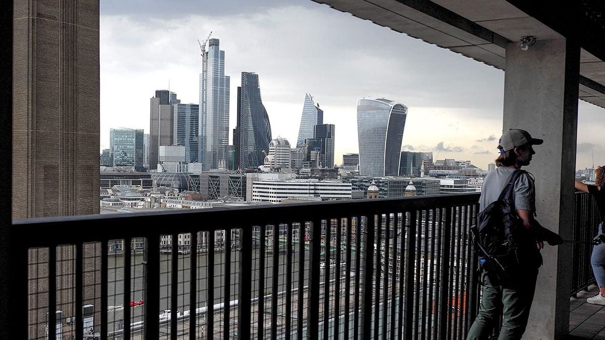 Storm Hits London After The Second Hottest Day Ever Recorded View of the City of London’s skyline as the sky is cloudy, London on July 26, 2019. Yesterday was the second hottest day ever recorded in the history of Great Britain with 37.9C at Heathrow Airport. (Photo by Alberto Pezzali/NurPhoto) (Photo by Alberto Pezzali / NurPhoto / NurPhoto via AFP)