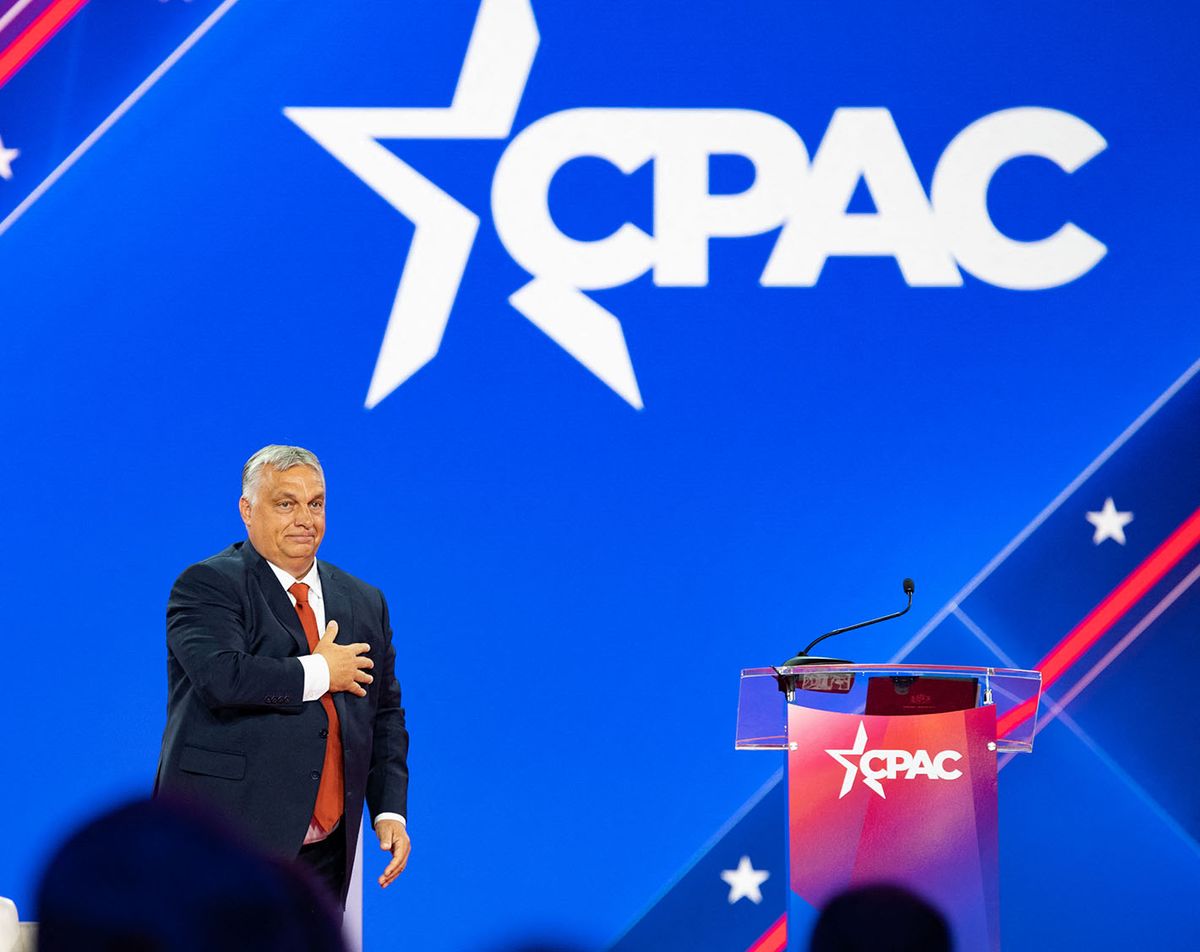 Hungarian Prime Minister Viktor Orbán Speaks At CPAC In Dallas, Texas.
USA-ELECTION/CPAC
Hungarian Prime Minister Viktor Orban recieves cheers blaming globalists, George Soros for Western countries woes at CPAC In Dallas, Texas on Aurgust 4, 2022 (Photo by Zach D Roberts/NurPhoto) (Photo by Zach D Roberts / NurPhoto / NurPhoto via AFP)
