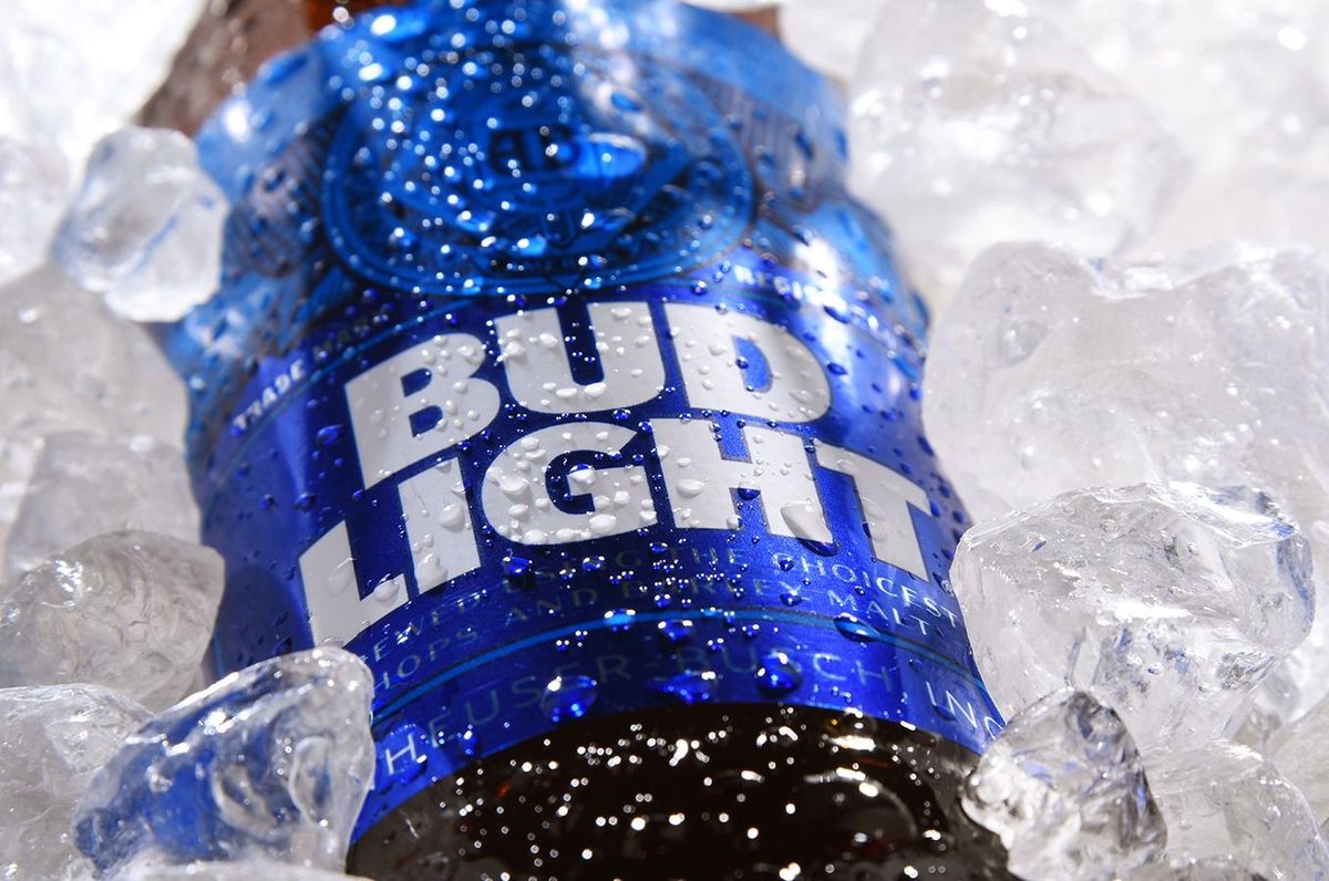 Poznan,,Pol,-,May,22,,2020:,Bottle,Of,Bud,Light POZNAN, POL - MAY 22, 2020: Bottle of Bud Light beer, an American light beer, produced by Anheuser-Busch, introduced in 1982.