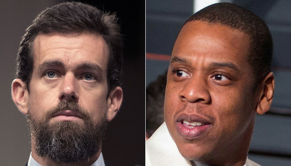 COMBO-US-IT-MUSIC-LIFESTYLE-TIDAL-SQUARE
(COMBO) This combination of file pictures created on March 04, 2021 shows Twitter CEO Jack Dorsey (L) in Washington, DC, on September 05, 2018; and rapper Jay-Z arriving for the 2015 Vanity Fair Oscar Party in Beverly Hills, California, on  February 22, 2015. Digital payments firm Square said on March 4, 2021, it was buying a controlling stake in the streaming music platform Tidal from a group led by Jay-Z for $297 million in cash and stock. "The acquisition extends Square's purpose of economic empowerment to a new vertical: musicians," said a statement from Square, the finance tech firm led by Jack Dorsey, who is also the chief executive of Twitter. (Photo by Jim WATSON and ADRIAN SANCHEZ-GONZALEZ / AFP)