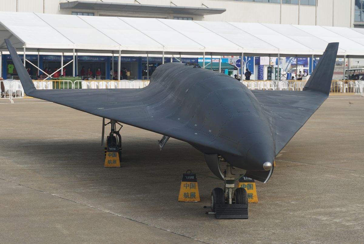 ZHUHAI, CHINA - SEPTEMBER 29: A WZ-8 unmanned reconnaissance drone is on display during the 13th China International Aviation and Aerospace Exhibition (Airshow China 2021) on September 29, 2021 in Zhuhai, Guangdong Province of China. 