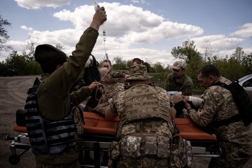 Ukrainian army medics treat soldiers in Donetsk Oblast