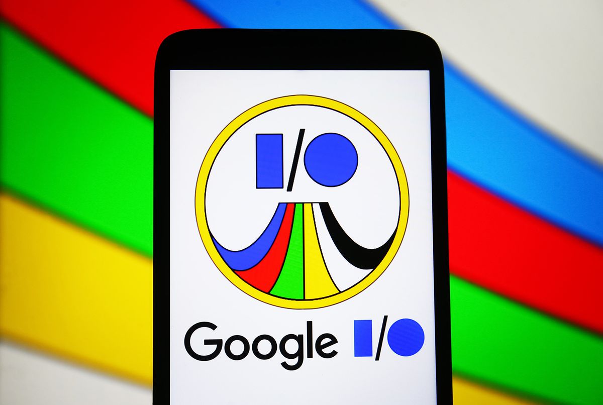 In this photo illustration, Google I/O 2023 logo is seen on