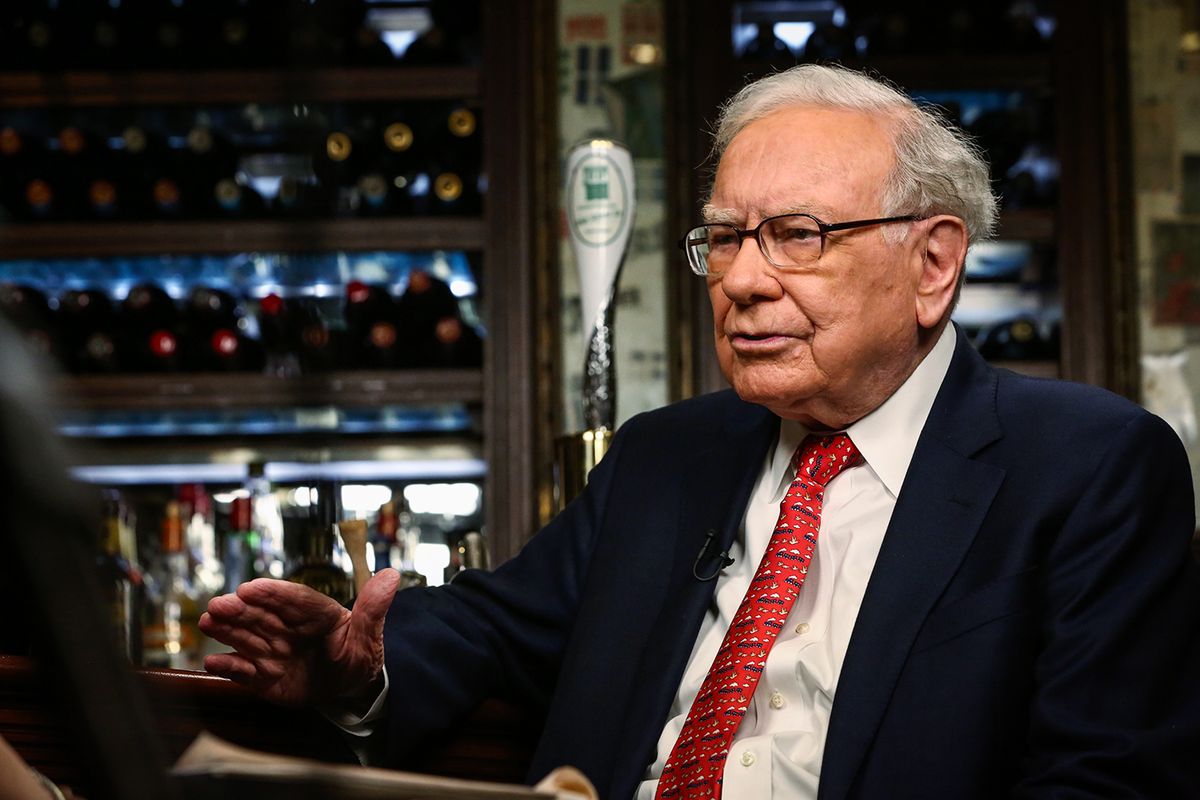 Warren Buffett, chairman and chief executive officer of Berkshire Hathaway Inc., speaks during a Bloomberg Television interview in New York, U.S., on Wednesday, Aug. 30, 2017. Buffett said the rally in markets over the last several years has made it harder to find bargains, but that stocks remain his choice over bonds. Photographer: Christopher Goodney/Bloomberg via Getty Images