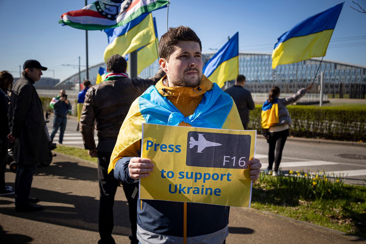 Ukrainian Anti-war Rally Outside NATO Headquarters