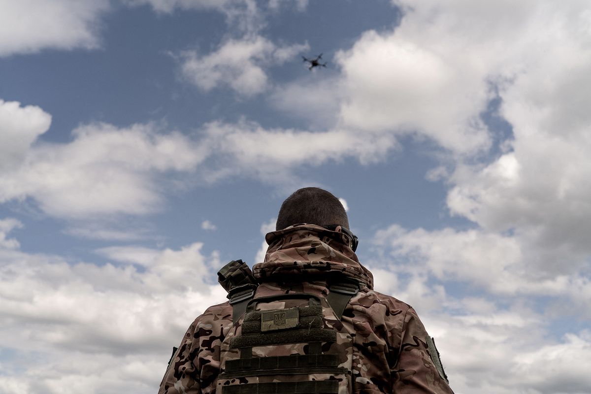 Intense war process of the Ukrainian army continue in the Donetsk region of Ukraine
DONETSK, UKRAINE - MAY 11: An Ukrainian soldier controls flying drone at training camp amid Russia-Ukraine war in Donetsk, Ukraine on May 11, 2023. The country's most intense clashes continue in Donetsk. Vincenzo Circosta / Anadolu Agency (Photo by Vincenzo Circosta / ANADOLU AGENCY / Anadolu Agency via AFP)