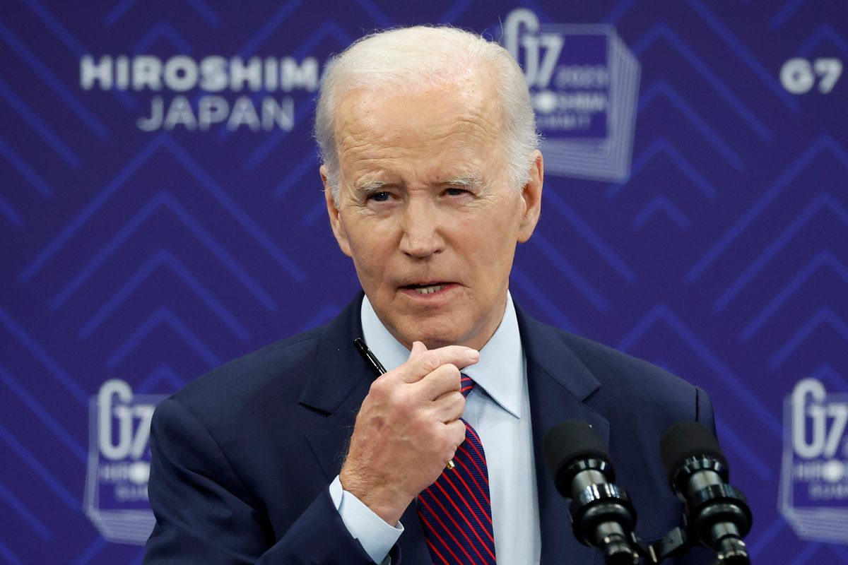 HIROSHIMA, JAPAN - MAY 21: US President Joe Biden speaks during a news conference following the Group of Seven (G-7) leaders summit on May 21, 2023 in Hiroshima, Japan. President Biden called Republican demands for sharp spending cuts unacceptable and said he'll talk with House Speaker Kevin McCarthy about debt-ceiling and budget negotiations on his flight back from Japan. The G7 summit will be held in Hiroshima from May 19-22. 