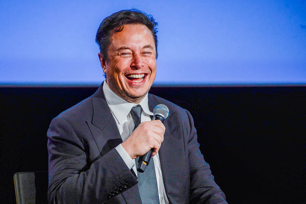 Tesla CEO Elon Musk smiles as he addresses guests at the Offshore Northern Seas 2022 (ONS) meeting in Stavanger, Norway on August 29, 2022. The meeting, held in Stavanger from August 29 to September 1, 2022, presents the latest developments in Norway and internationally related to the energy, oil and gas sector. (Photo by Carina Johansen / NTB / AFP) / Norway OUT