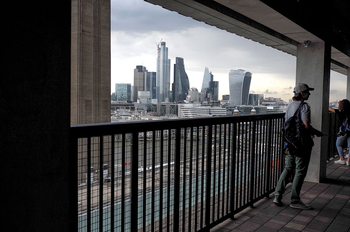 Storm Hits London After The Second Hottest Day Ever Recorded View of the City of London’s skyline as the sky is cloudy, London on July 26, 2019. Yesterday was the second hottest day ever recorded in the history of Great Britain with 37.9C at Heathrow Airport. (Photo by Alberto Pezzali/NurPhoto) (Photo by Alberto Pezzali / NurPhoto / NurPhoto via AFP)