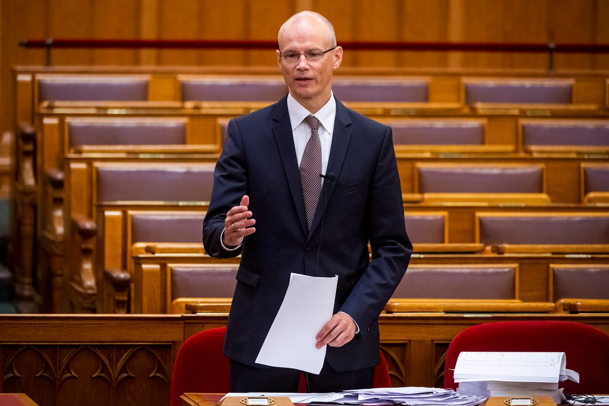 Budapest, 2022. június 24.Banai Péter Benő, a Pénzügyminisztérium államháztartásért felelős államtitkára felszólal a Magyarország 2023. évi központi költségvetéséről szóló vitában az Országgyűlés rendkívüli plenáris ülésén 2022. június 24-én.