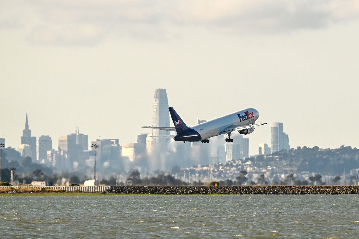 Takeoff and landing planes at San Francisco International Airport (SFO)
SAN FRANCISCO, UNITED STATES - JUNE 8: A FedEx plane takeoff from San Francisco International Airport (SFO) in San Francisco, California, United States on June 8, 2023. Tayfun CoSkun / Anadolu Agency (Photo by Tayfun CoSkun / ANADOLU AGENCY / Anadolu Agency via AFP)