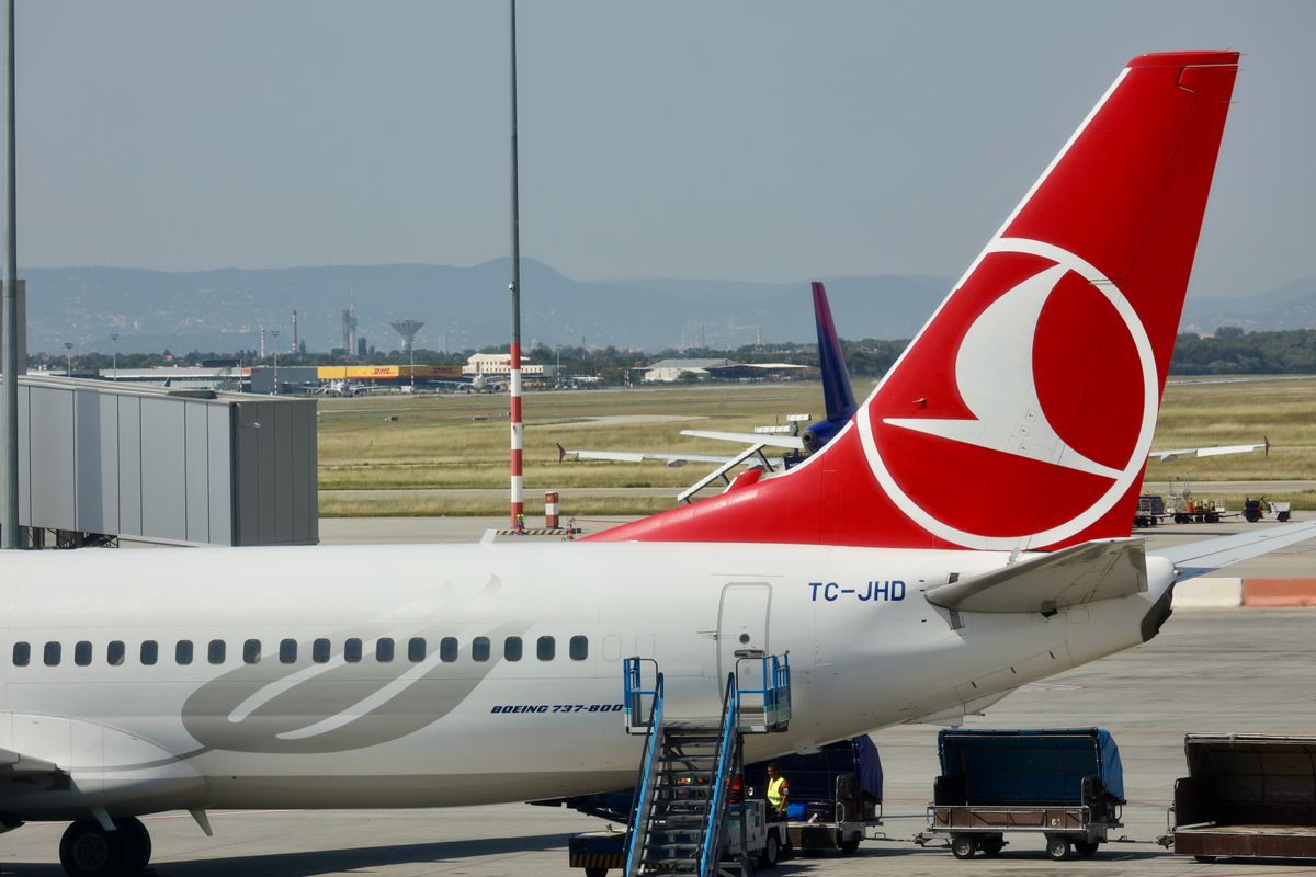 Budapest,hungary/august,29,2019:,A,Airplane,Of,Turkish,Airlines,Staying,At,The