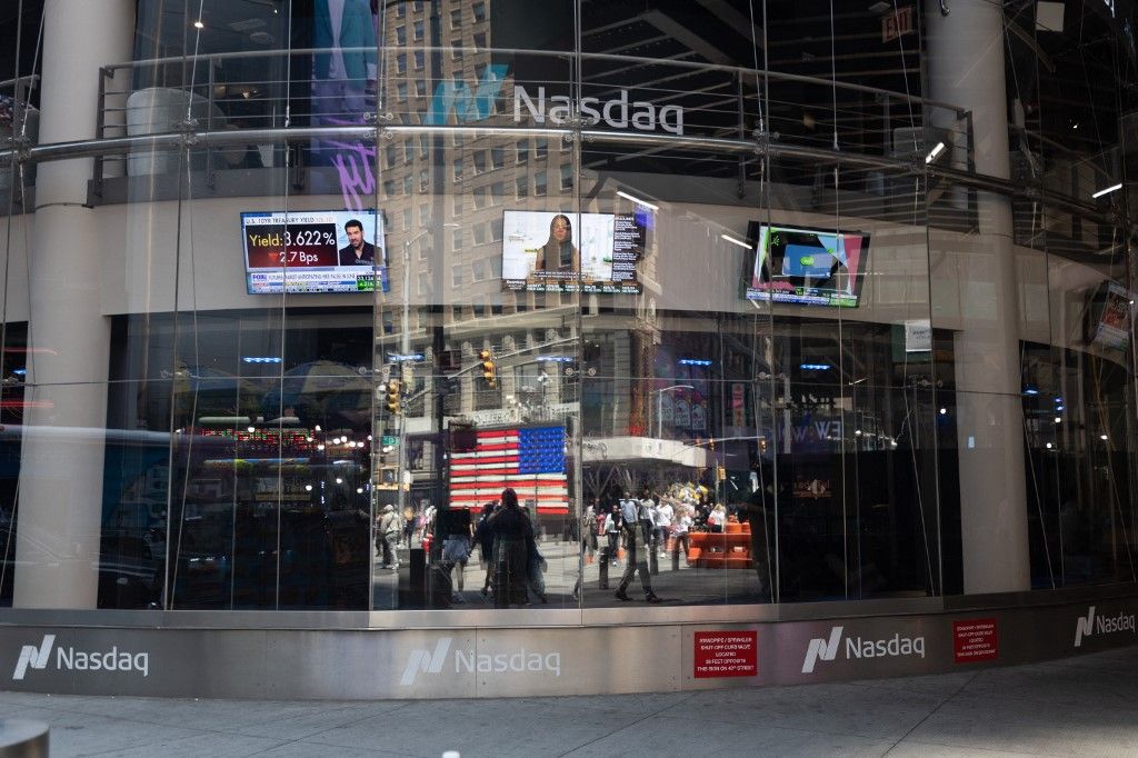 View of the Nasdaq Stock Exchange in Times Square.