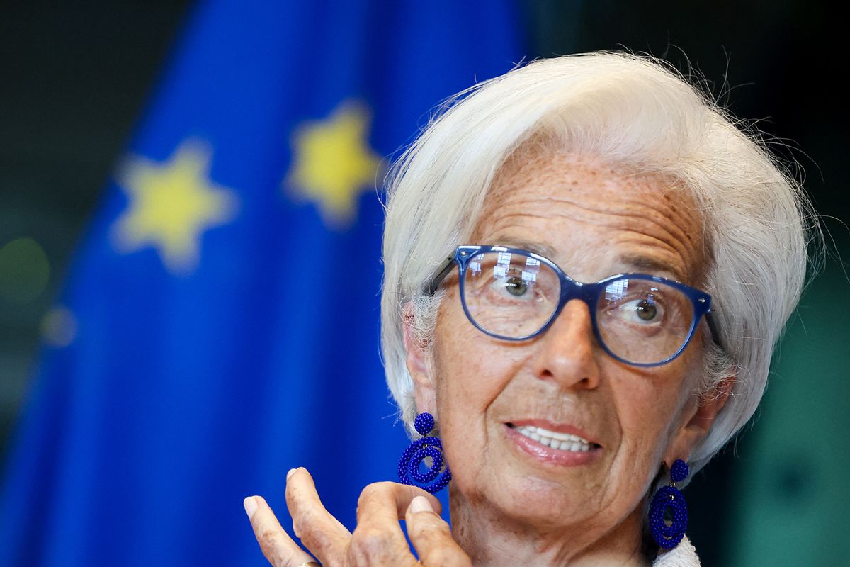 BELGIUM-EU-POLITICS-ECONOMYEuropean Central Bank (ECB) President Christine Lagarde speaks during the European Parliament Committee on Economic Affairs at the EU Parliament in Brussels on June 05, 2023. (Photo by Kenzo TRIBOUILLARD / AFP)