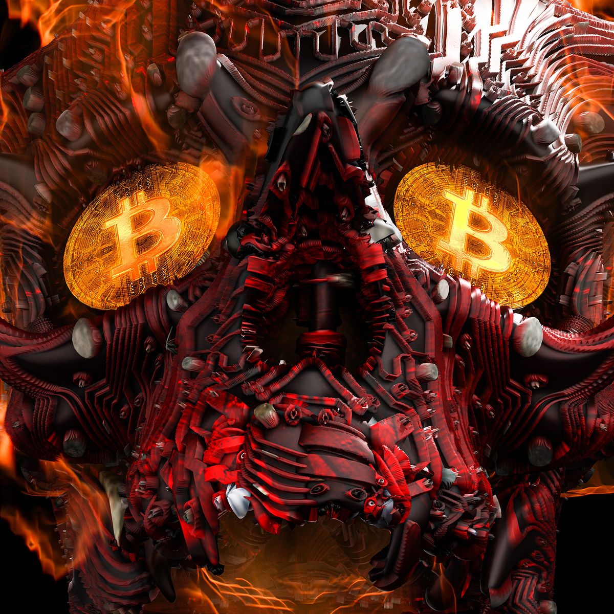 3d,Rendering,Of,A,Burning,Devil,Skull,With,Bitcoins,In
3D Rendering of a Burning  Devil Skull with Bitcoins in the Eye Sockets
