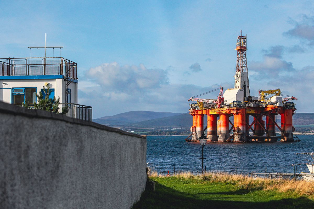 Idle Oil Platforms In The Cromarty Firth