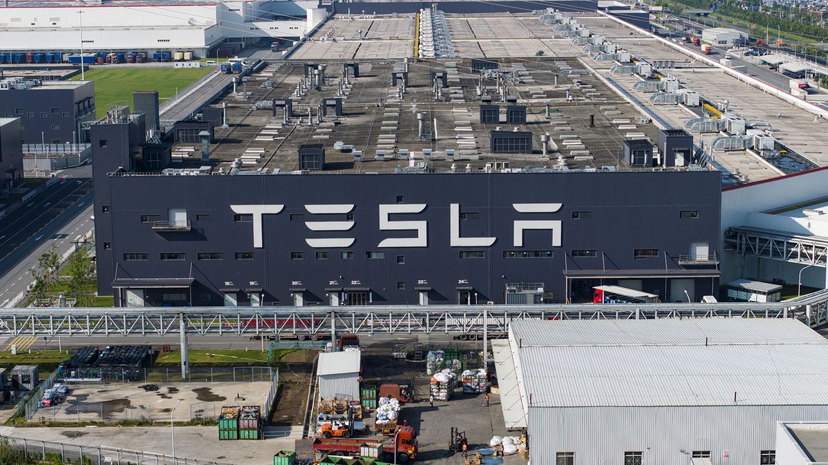 Aerial photos show Tesla Gigafactory in Shanghai