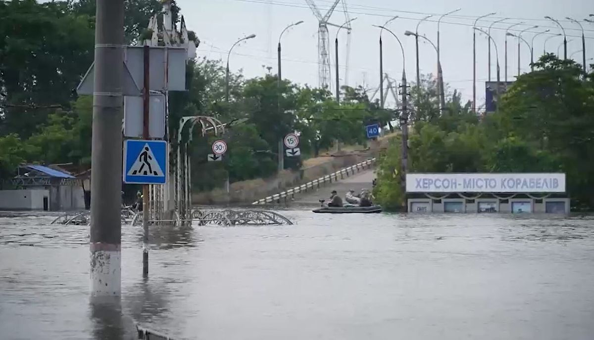 Ukrainian President Volodymyr Zelensky Visits Flood-Hit Kherson RegionJune 8, 2023, Kherson, Kherson Oblast, Ukraine: VIDEO AVAILABLE: CONTACT INFO@COVERMG.COM TO RECEIVE**..Ukraine’s President Volodymyr Zelensky visited the flood-hit region of Kherson on Thursday (07June2023)...Residents of areas of Kherson near to the Dnipro river have been forced to leave their homes as they have become inundated with flood water following the destruction of the Kakhovka Hydroelectric Plant dam upriver in the early hours of Tuesday morning. Ukrainian officials have blamed Russia, whose forces control the area of Kherson where the dam is situated, for the destruction of the dam...During his visit, Zelensky spoke with regional officials and came to the crossing through which people are evacuated from flooded areas. ..In a statement, he said: “In Kherson, I visited a crossing point where people are being evacuated from flooded areas...“Our task is to protect lives and help people as much as possible. I thank the rescuers and volunteers! I thank everyone involved in this work!”..Members of Ukraine’s police force, military, and emergency services have been leading efforts to evacuate people - and in some cases, their beloved pets...An estimated 16,000 people in the disaster area on the right bank of the Dnipro in the Kherson region. Evacuation efforts continue, though President Zelensky has warned that in some areas they have been hampered by Russian shelling...In a previous video address to his nation, he said: “Now we need a clear and quick response from the world to what is happening. It is even impossible to establish for sure how many people in the temporarily occupied territory of Kherson region may die without rescue, without drinking water, without food, without medical care. Our military and special services are rescuing people as much as it is possible, despite the shelling.”..Where: Kherson, Kherson Oblast, Ukraine.When: 08 Jun 2023.Credit: Office of the President o (Credit Image: © Cover Images vi