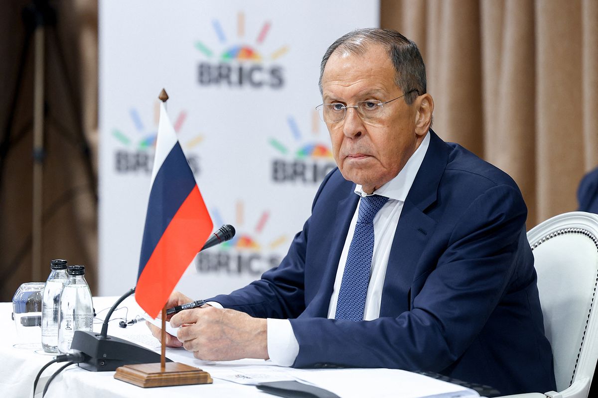 SAFRICA-POLITICS-DIPLOMACY-BRICSSergei Lavrov, Minister of Foreign Affairs of Russia, attends the BRICS (Brazil, Russia, India, China, South Africa) Foreign Ministers Meeting on June 01, 2023, in Cape Town. Foreign ministers from BRICS -- a five-nations bloc including Brazil, Russia, India, China and South Africa -- were meeting in Cape Town on Thursday. The talks came ahead of a heads of state summit in August, which is proving problematic for the host, South Africa, due to the possible attendance of Russian President Vladimir Putin, who is the target of an International Criminal Court (ICC) arrest warrant, stemming from Russia’s invasion of Ukraine. (Photo by Handout / RUSSIAN FOREIGN MINISTRY / AFP) / RESTRICTED TO EDITORIAL USE - MANDATORY CREDIT "AFP PHOTO / Russian Foreign Ministry / handout" - NO MARKETING NO ADVERTISING CAMPAIGNS - DISTRIBUTED AS A SERVICE TO CLIENTS