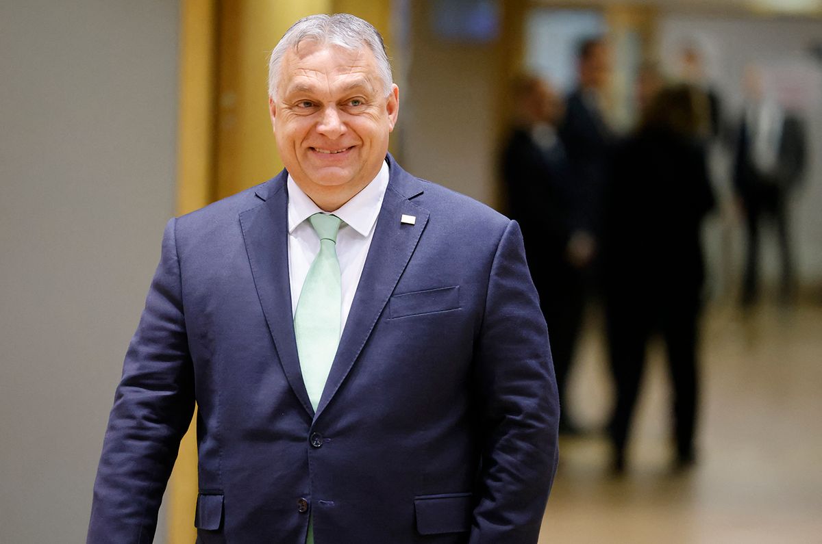 Hungary's Prime Minister Viktor Orban arrives to attend a EU Summit, at the EU headquarters in Brussels, on March 23, 2023. The two-day summit of the 27 European Union leaders in Brussels aims to build on previous European Council meetings where EU leaders will discuss the latest developments including continued EU support for Ukraine, the economy, energy, and migration. (Photo by Ludovic MARIN / AFP)