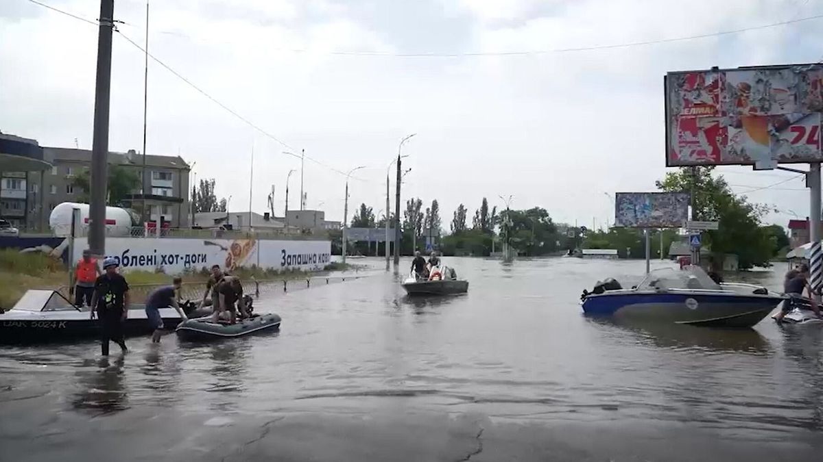 Ukraine's President Zelensky Visits Flood-Hit Areas Of MykolaivJune 8, 2023, Inhulets River canal System, Mykolaiv, Ukraine: VIDEO AVAILABLE: CONTACT INFO@COVERMG.COM TO RECEIVE**..Ukraine’s President Volodymyr Zelensky visited flood-hit areas of the Mykolaiv region on Thursday (08June2023)...Although the Kherson region, which Zelensky visited on Thursday morning, has been worst affected by the destruction of the Kakhovka Hydroelectric Plant dam on Tuesday, parts of the neighbouring region have also been hit. Ukrainian officials have blamed Russia for the dam’s destruction - and accused Kremlin troops of shelling rescuers attempting an evacuation of low-lying parts of Kherson...On visiting Mykolaiv alongside its Governor Vitalii Kim, Zelensky said: “Mykolaiv region. We visited the main pumping station of the Inhulets River canal management, which is flooded due to the destruction of the Kakhovka HPP dam...“People have been evacuated from the flooded settlements. Rescuers and authorities are on the ground. We are providing people with drinking water and essential food.”..An estimated 16,000 people are in the disaster area...In a previous video address to his nation, Zelensky said: “Now we need a clear and quick response from the world to what is happening. It is even impossible to establish for sure how many people in the temporarily occupied territory of Kherson region may die without rescue, without drinking water, without food, without medical care. Our military and special services are rescuing people as much as it is possible, despite the shelling.”..Where: Inhulets River canal System, Mykolaiv, Ukraine.When: 08 Jun 2023.Credit: Office of the President of Ukraine/Cover Images..**EDITORIAL USE ONLY. MATERIALS ONLY TO BE USED IN CONJUNCTION WITH EDITORIAL STORY. THE USE OF THESE MATERIALS FOR ADVERTISING, MARKETING OR ANY OTHER COMMERCIAL PURPOSE IS STRICTLY PROHIBITED. MATERIAL COPYRIGHT REMAINS WITH STATED SUPPLIER.