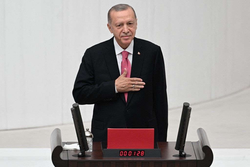 Turkish President Recep Tayyip Erdogan takes oath of office as Turkiye's president