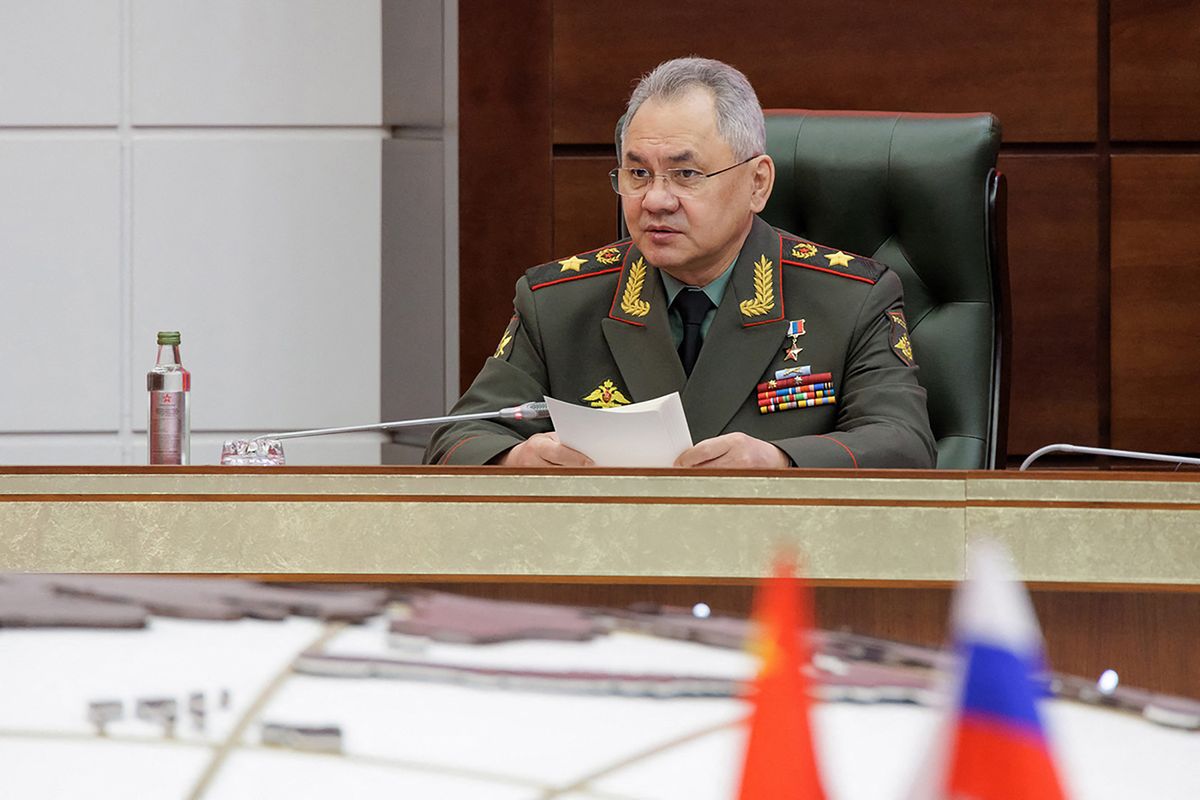Russian Defence Miníister Sergei Shoigu attends a meeting with his Chinese counterpart in Moscow on April 18, 2023. (Photo by Handout / Russian Defence Ministry / AFP) / RESTRICTED TO EDITORIAL USE - MANDATORY CREDIT "AFP PHOTO / Russian Defence Ministry / handout" - NO MARKETING NO ADVERTISING CAMPAIGNS - DISTRIBUTED AS A SERVICE TO CLIENTS