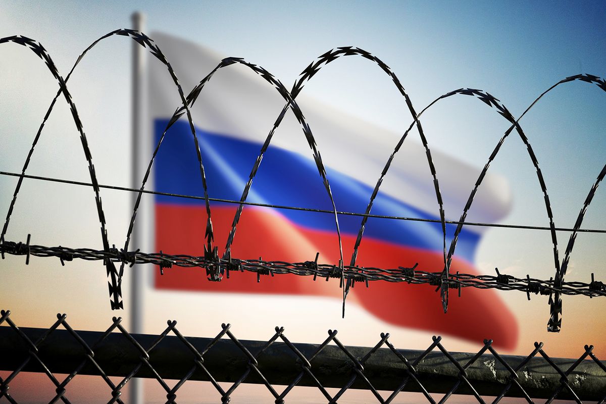 Russian,Flag,Behind,Barbed,Wire,Fence.,Freedom,And,Propaganda,In
Russian flag behind barbed wire fence. Freedom and propaganda in Russia concept. 3D rendered illustration.