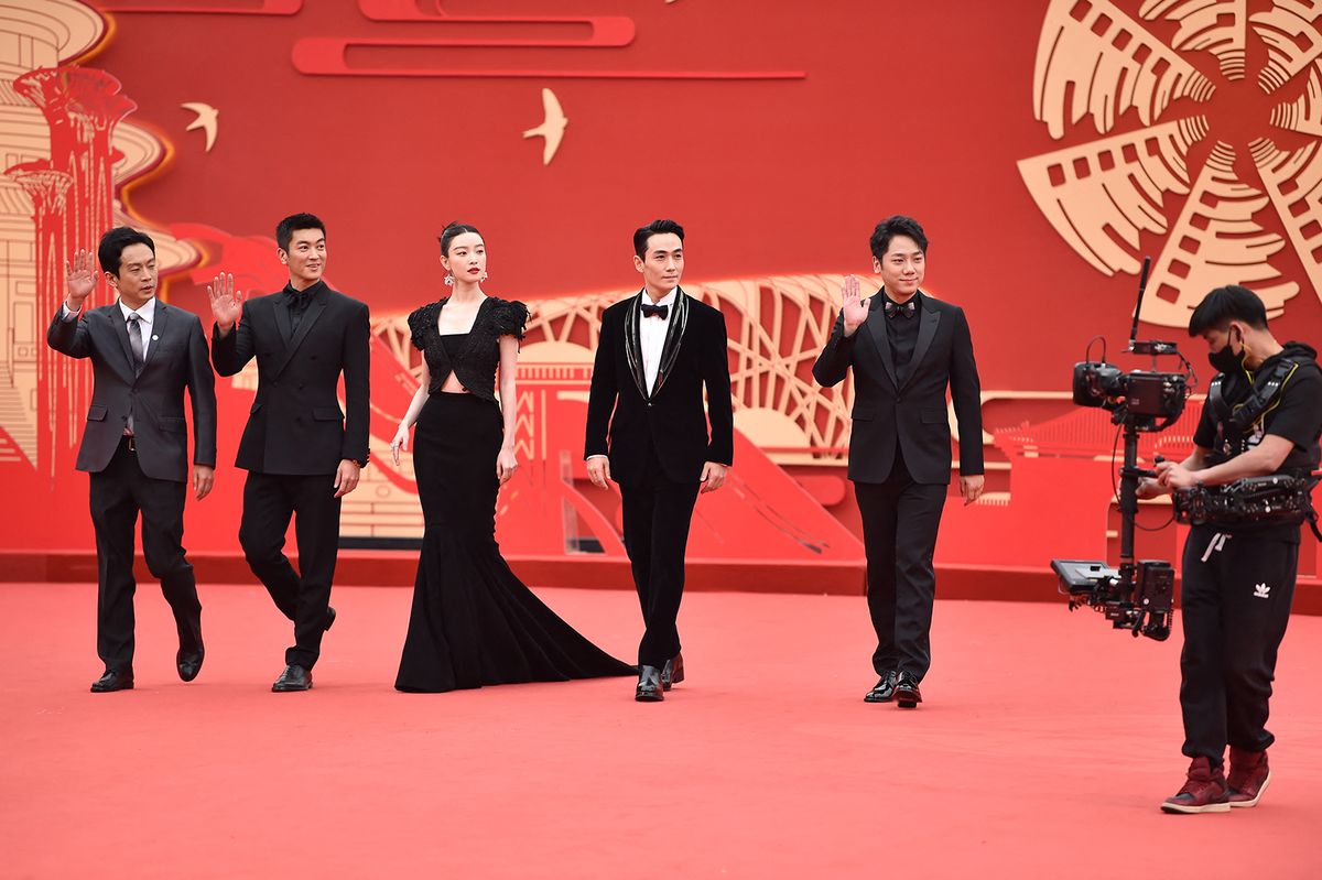 CHINA-BEIJING-INTERNATIONAL FILM FESTIVAL-RED CARPET (CN)
(230421) -- BEIJING, April 21, 2023 (Xinhua) -- Cast members of the film "Lost in the Stars" walk on the red carpet of the 13th Beijing International Film Festival in Beijing, capital of China, April 21, 2023. (Xinhua/Chen Zhonghao) (Photo by Chen Zhonghao / XINHUA / Xinhua via AFP)