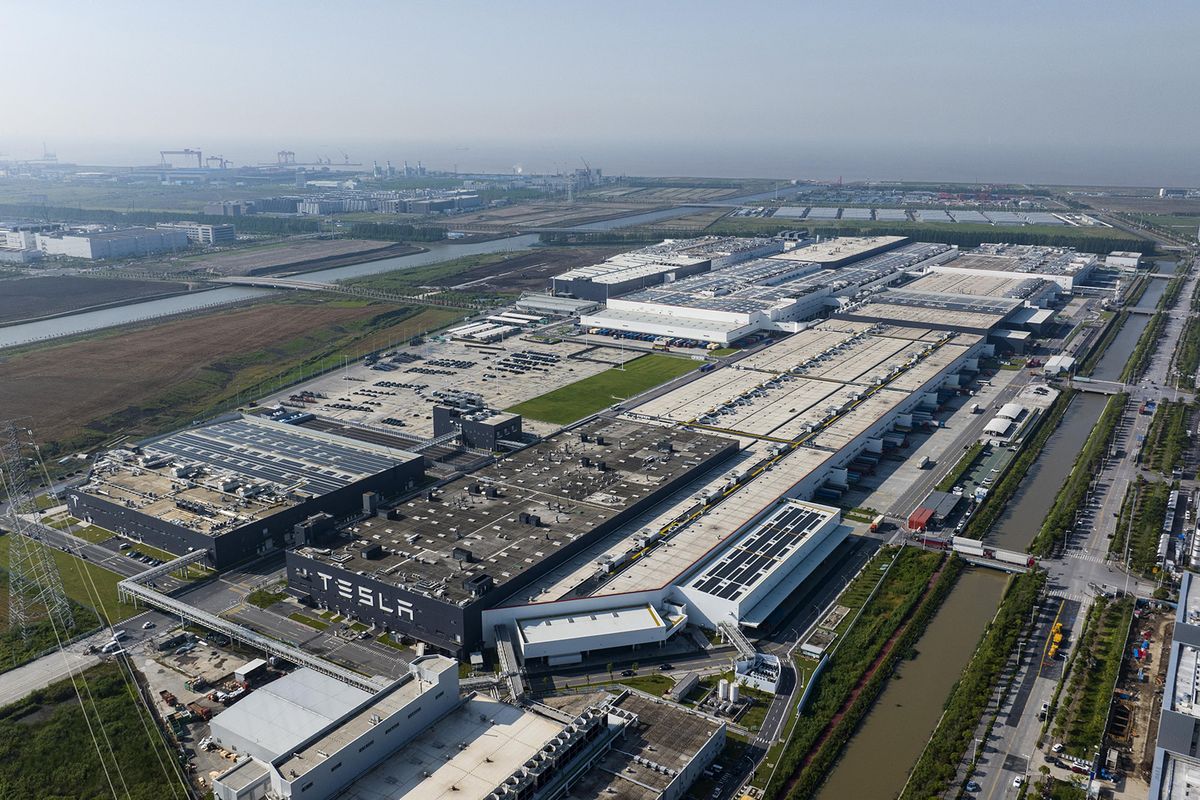 Aerial photos show Tesla Gigafactory in Shanghai
Aerial photos show the Tesla Gigafactory in Shanghai, China, 2 June, 2023. (Photo by stringer / ImagineChina / Imaginechina via AFP)