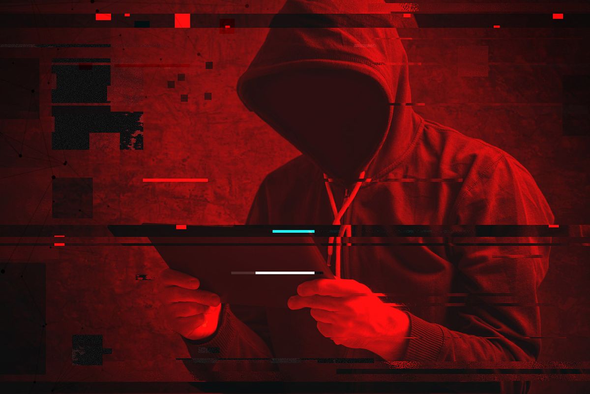 Cyber,Attack,With,Unrecognizable,Hooded,Hacker,Using,Tablet,Computer,,Digital,
Cyber attack with unrecognizable hooded hacker using tablet computer, digital glitch effect