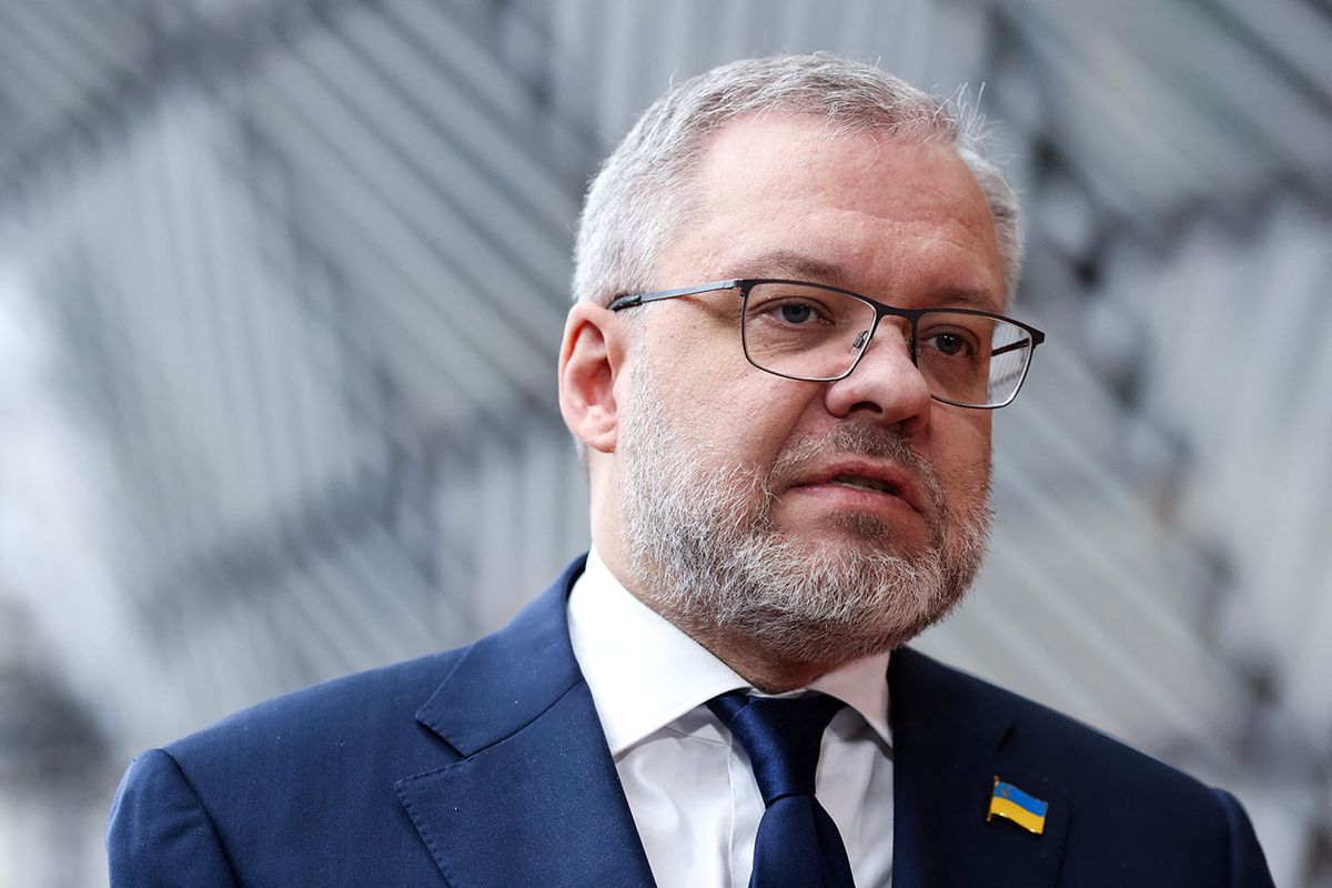 BELGIUM-EU-ENERGY-TRANSPORTUkraine’s Energy Minister German Galushchenko speaks to the press during a Transport, Telecommunications and Energy Council at the EU headquarters in Brussels on March 28, 2023. (Photo by Kenzo TRIBOUILLARD / AFP)