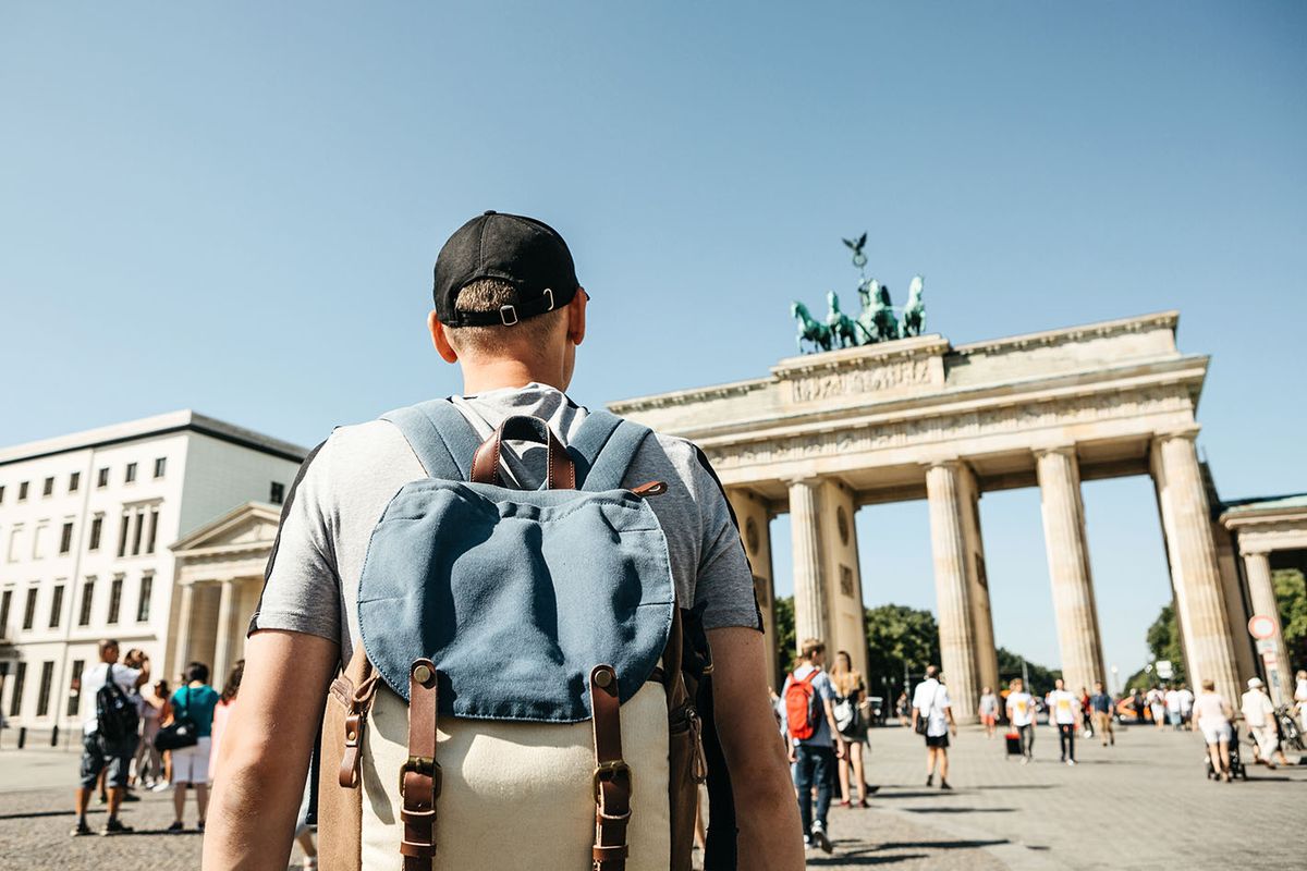 A,Tourist,Or,A,Student,With,A,Backpack,In,Berlin