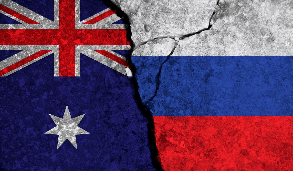 Political,Relationship,Between,Australia,And,Russia.,National,Flags,On,Cracked