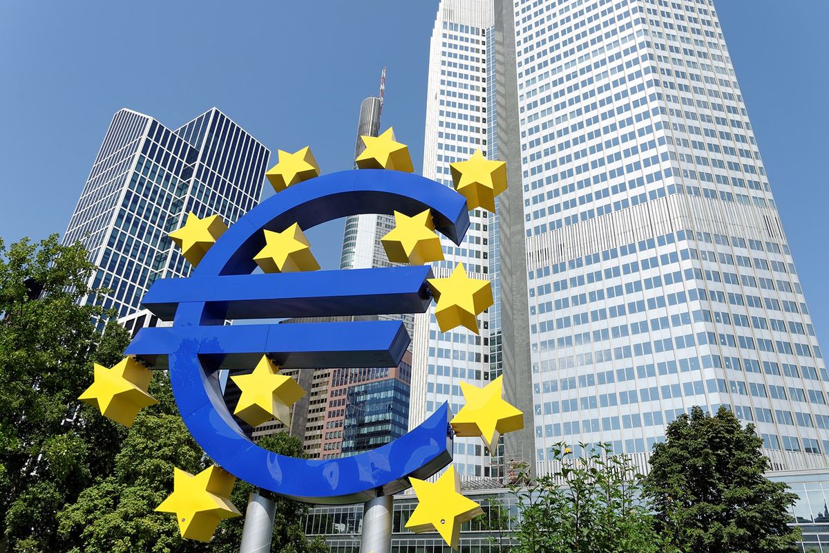 Frankfurt,Am,Main,,Germany,-,August,7,,2015:,Euro,Sign.
FRANKFURT AM MAIN, GERMANY - AUGUST 7, 2015: Euro Sign. European Central Bank (ECB) is the central bank for the euro and administers the monetary policy of the Eurozone.