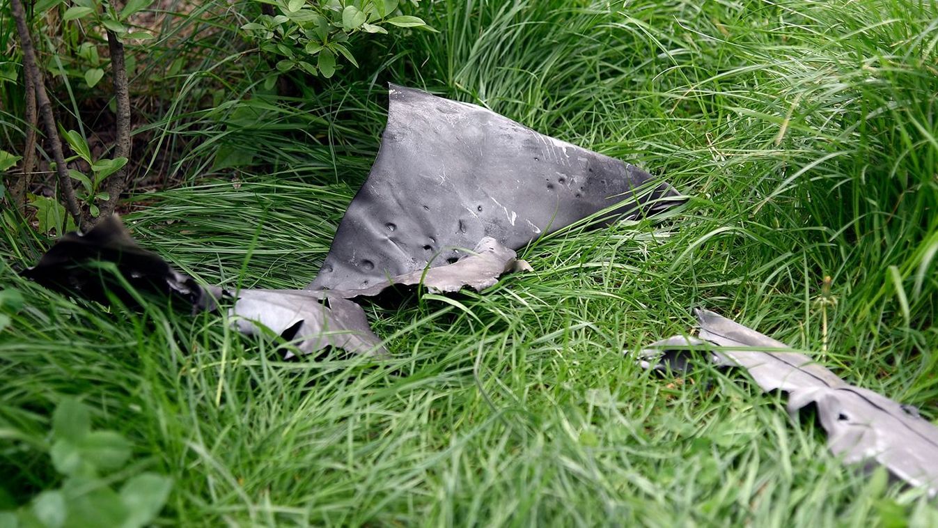 Russian kamikaze drones attack on KyivKYIV, UKRAINE - MAY 08, 2023 - The wreckage of a Russian Shahed kamikaze drone shot down by the Armed Forces of Ukraine in the Sviatoshynskyi district of Kyiv, capital of Ukraine.NO USE RUSSIA. NO USE BELARUS. (Photo by Ruslan Kaniuka / NurPhoto / NurPhoto via AFP)